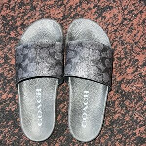 Coach Gray Slide Sandals